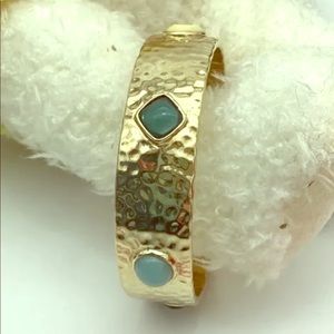 Gold Tone Bangle With Faux Colored Stones